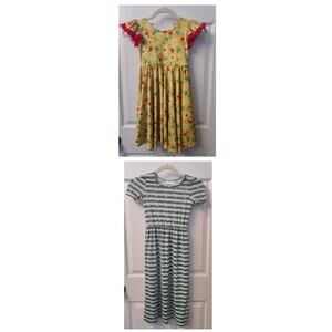 Dot Dot Smile Girls 5/6 Yellow Twirl Dress Floral Whimsical Red Fringe Trim